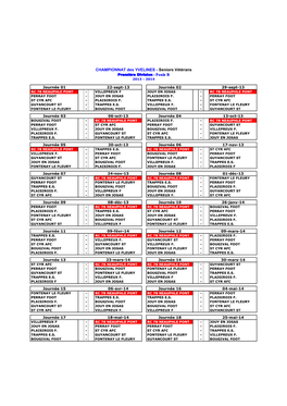 CHAMPIONNAT Des YVELINES - Seniors Vétérans Première Division - Poule B 2013 - 2014