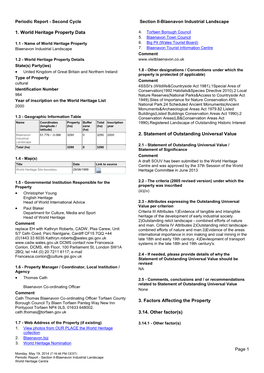 Periodic Reporting Cycle 2, Section II