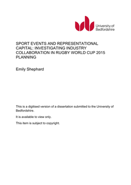 Investigating Industry Collaboration in Rugby World Cup 2015 Planning