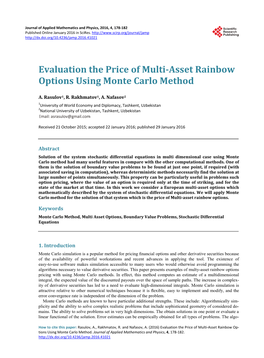 Evaluation the Price of Multi-Asset Rainbow Options Using Monte Carlo Method