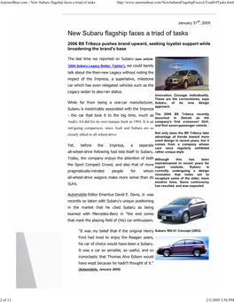 New Subaru Flagship Faces a Triad of Tasks