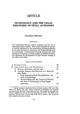Technology and the Legal Discourse of Fetal Autonomy