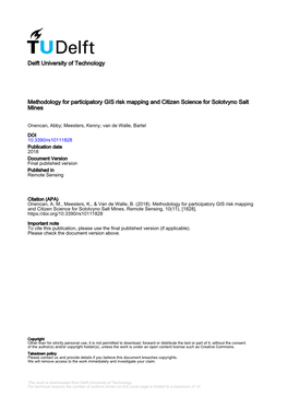 Methodology for Participatory GIS Risk Mapping and Citizen Science for Solotvyno Salt Mines