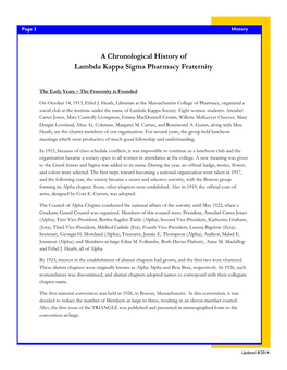 A Chronological History of Lambda Kappa Sigma Pharmacy Fraternity