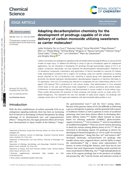 Adapting Decarbonylation Chemistry for the Development of Prodrugs Capable of in Vivo Cite This: Chem