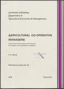 Agricultural Co-Operative Managers