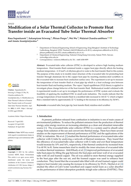 Modification of a Solar Thermal Collector to Promote Heat Transfer