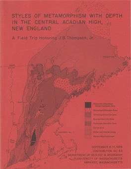 Styles of Metamorphism with Depth in the Central Acadian High, New