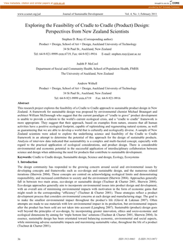 Exploring the Feasibility of Cradle to Cradle (Product) Design: Perspectives from New Zealand Scientists