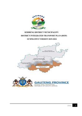 1 Sedibeng District Municipality District Integrated Transport Plan (Ditp) Summative Version 2019-2024