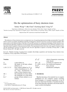 On the Optimization of Fuzzy Decision Trees
