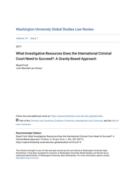 What Investigative Resources Does the International Criminal Court Need to Succeed?: a Gravity-Based Approach