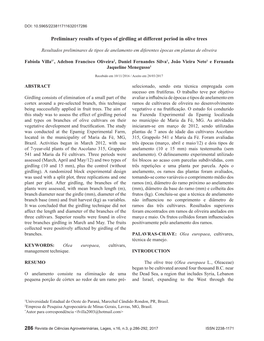 286 Preliminary Results of Types of Girdling at Different Period in Olive Trees