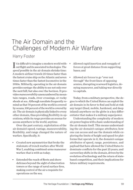 The Air Domain and the Challenges of Modern Air Warfare