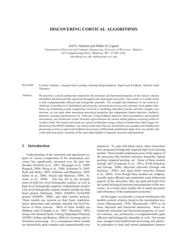 Discovering Cortical Algorithms