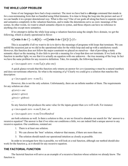 The While Loop Problem the Factorial Function