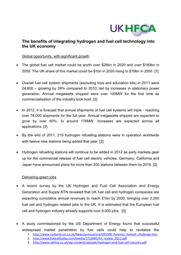 The Benefits of Integrating Hydrogen and Fuel Cell Technology Into the UK Economy