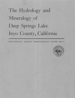 The Hydrology and Mineralogy of Deep Springs Lake Inyo County, California