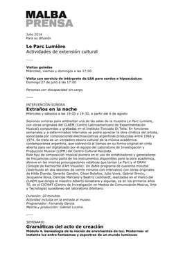 Le Parc Lumière Actividades De Extensión Cultural