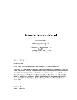 Instructor Candidate Manual