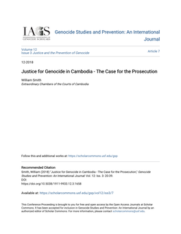 Justice for Genocide in Cambodia - the Case for the Prosecution