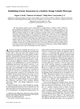 Establishing Genetic Interactions by a Synthetic Dosage Lethality Phenotype