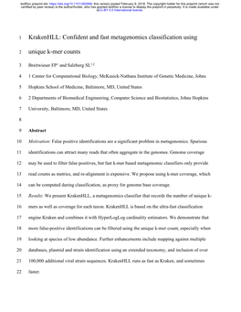 Confident and Fast Metagenomics Classification Using Unique K-Mer