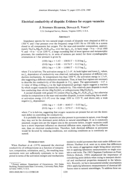 Electrical Conductivity of Diopside: Evidence for Oxygen Vacancies