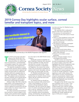 2019 Cornea Day Highlights Ocular Surface, Corneal Lamellar and Transplant Topics, and More