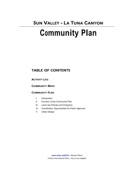 Sun Valley-La Tuna Canyon Community Plan Update 97-0046 CPU 98-2025