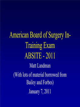 ABSITE Review – January 2011