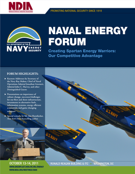 NAVAL ENERGY FORUM Creating Spartan Energy Warriors: Our Competitive Advantage