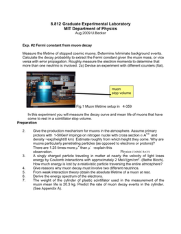 8.812 Graduate Experimental Laboratory MIT Department of Physics Aug.2009 U.Becker