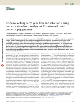 Evidence of Long-Term Gene Flow and Selection During Domestication from Analyses of Eurasian Wild and Domestic Pig Genomes