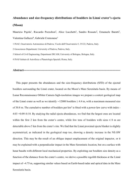 Abundance and Size-Frequency Distributions of Boulders in Linné Crater's Ejecta (Moon)