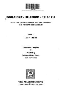 Indo-Russian Relations : 1917-1947