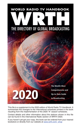 This File Is a Supplement to the 2020 Edition of World Radio TV Handbook