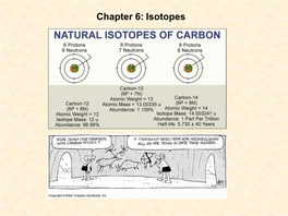 Chapter 6: Isotopes Chart of the Nuclides Stable Versus Radioactive Isotopes