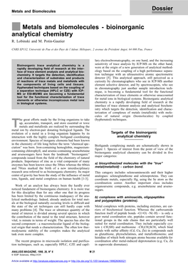 Bioinorganic Analytical Chemistry R