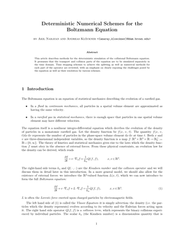 Deterministic Numerical Schemes for the Boltzmann Equation