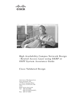 High Availability Campus Network Design - Routed Access Layer Using EIGRP Or OSPF System Assurance Guide