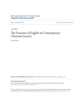 The Function of English in Contemporary Ghanaian Society