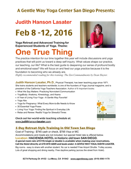 Feb 8 -12, 2016 One True Thing