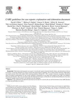 CARE Guidelines for Case Reports: Explanation and Elaboration Document David S