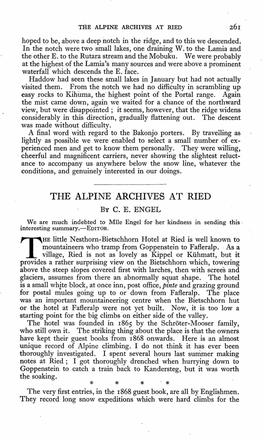 THE ALPINE ARCHIVES at RIED. C. E. Engel