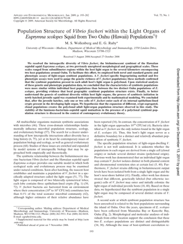 Population Structure of Vibrio Fischeri Within the Light Organs Of