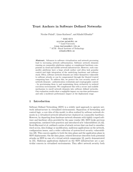 Trust Anchors in Software Defined Networks