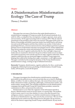 A Disinformation-Misinformation Ecology: the Case of Trump Thomas J