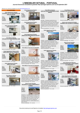 Journal Des Annonces Immobilieres Région SETUBAL Au Portugal