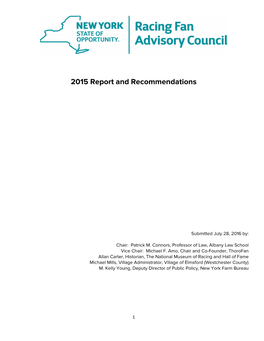 Racing Fan Advisory Council 2015 Report & Recommendations